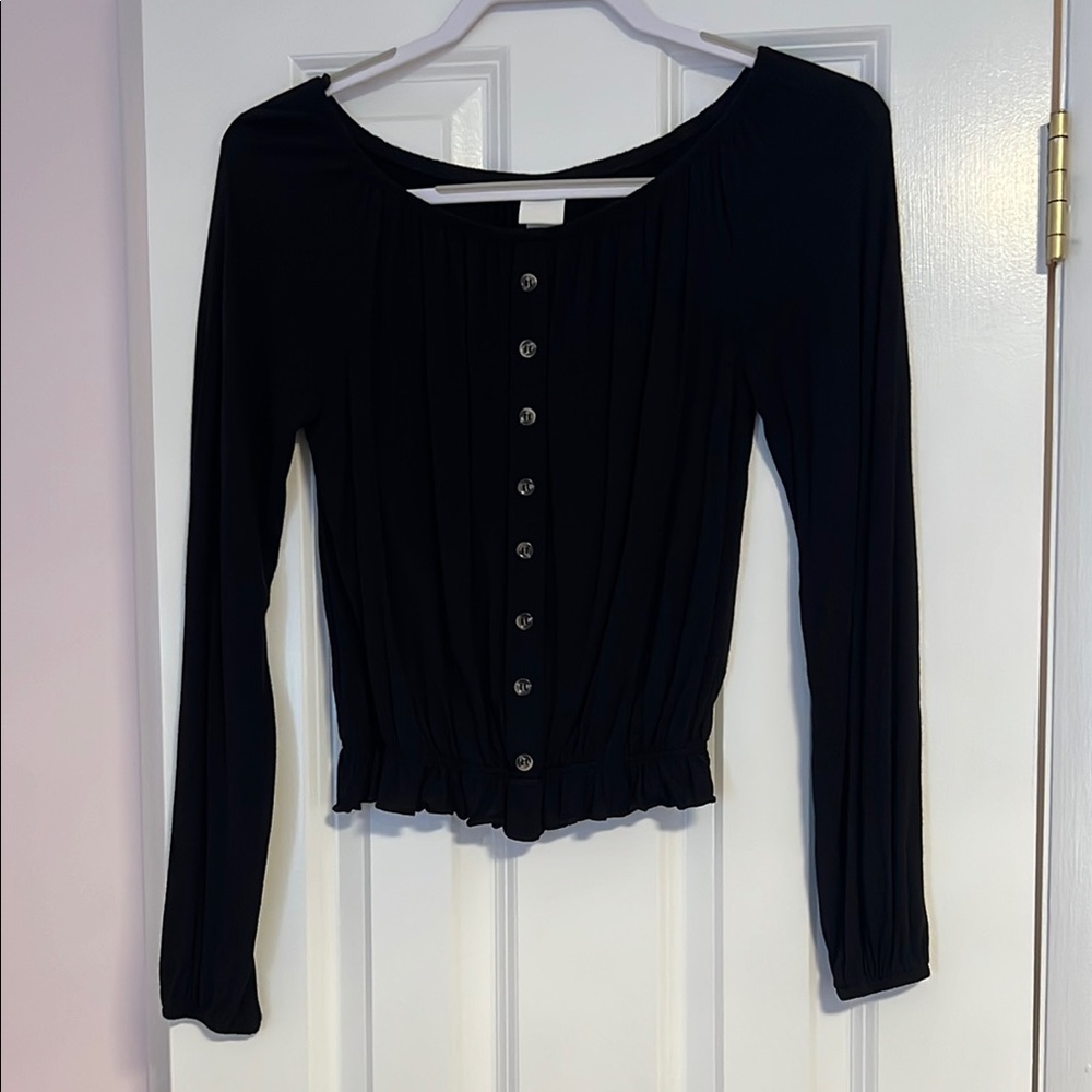 H&M Black Button-Down Women's Shirt